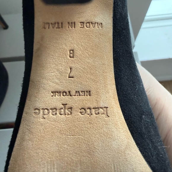 Kate Spade New York Black Suede Bow Peep Toe Pumps - Picture 8 of 8